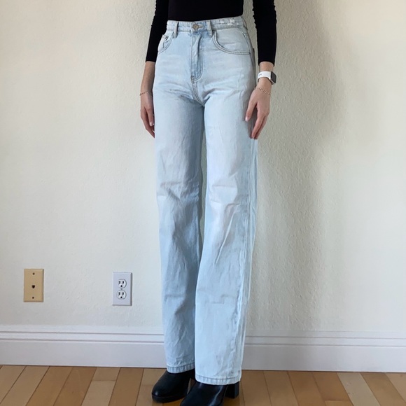 Grey Lab Light Wash High Rise Wide Leg Jeans 27 - Picture 2 of 7
